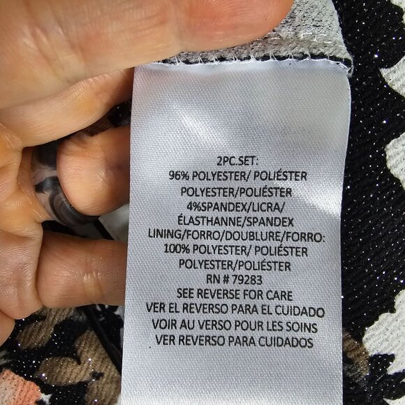 Alex Evenings Pink Floral Jacket 2 Piece Set 2X Glitter One Button Pleats Formal - Picture 4 of 12